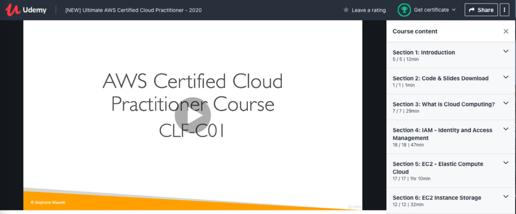 aws cloud practitioner exam udemy