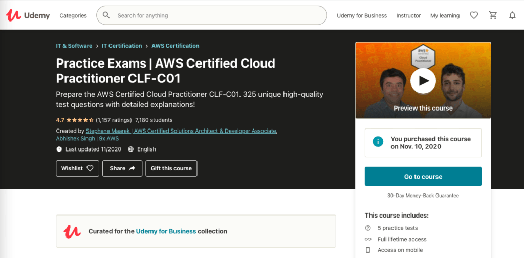 aws cloud practitioner practice test udemy